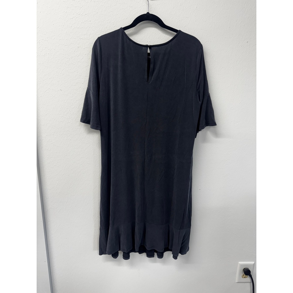 Anthropologie Gray Ruffle Hem T-Shirt Swing Dress Soft Modal Travel XL - Picture 6 of 10